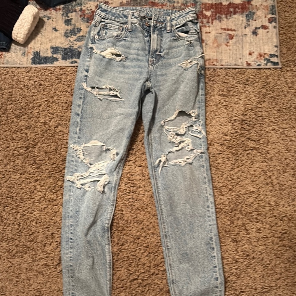 American Eagle Outfitters Blue Boyfriend Jeans Distressed